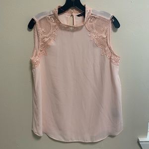 Blush Pink Top with Lace Detail- Size M